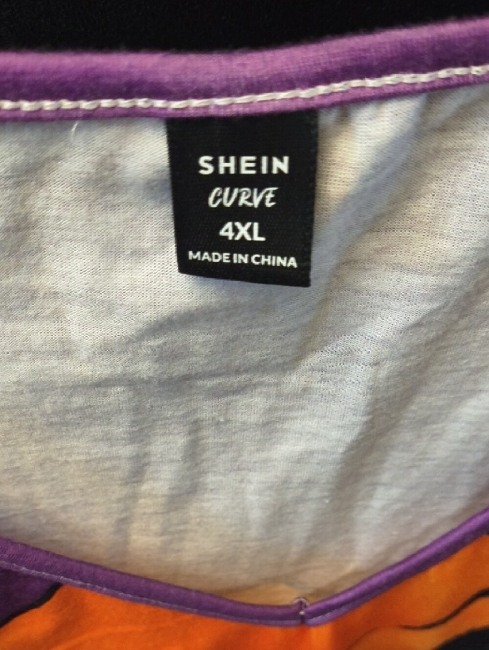 SHEIN Purple Trim Casual Top with Orange Accents - Picture 2 of 3